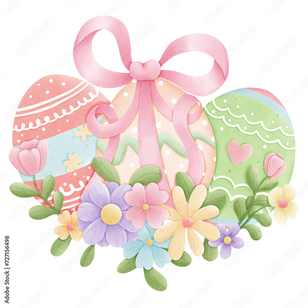 easter eggs with  flowers 