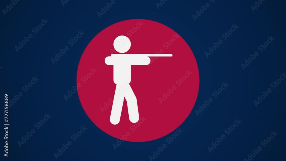 Pictograma de los Juegos Olímpicos de lado izquierda con el deporte tiro en fondo azul sin texto. Pictograma de los Juegos Olímpicos de lado izquierda con el deporte tiro en fondo azul sin texto.