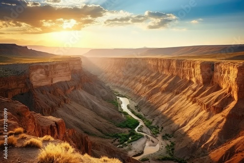 Sunset moment at Horseshoe bend Grand Canyon National Park. Colorado River. famous view point.