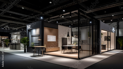 large exhibition booth in nordic style Simply decorated With minimalist furniture photo