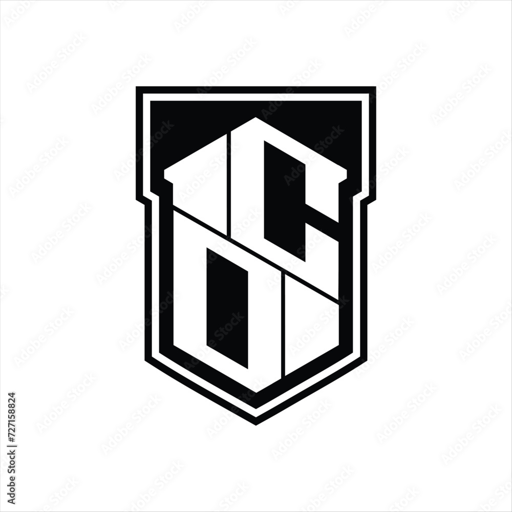 CD Logo monogram hexagon geometric up and down inside shield isolated style design template CD Logo monogram hexagon geometric up and down inside shield isolated style design template