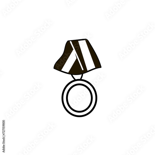 Medal or trophy icon icolated with ribbon. Vector illustration can used for award concept, premium good, sport awareness.  photo