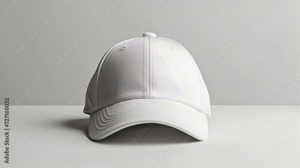 Realistic white baseball cap mockup for branding and corporate identity design. Template on a white background. Generative AI Realistic white baseball cap mockup for branding and corporate identity design. Template on a white background. Generative AI