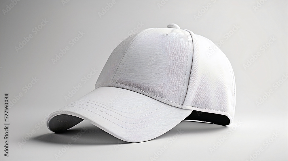 Realistic white baseball cap mockup for branding and corporate identity design. Template on a white background. Generative AI Realistic white baseball cap mockup for branding and corporate identity design. Template on a white background. Generative AI