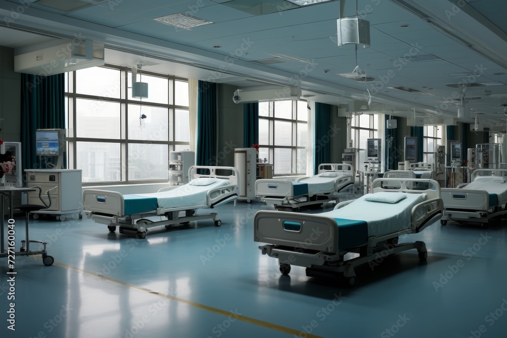 Advanced operating theater with modern medical equipment and technology in hospital setting Advanced operating theater with modern medical equipment and technology in hospital setting