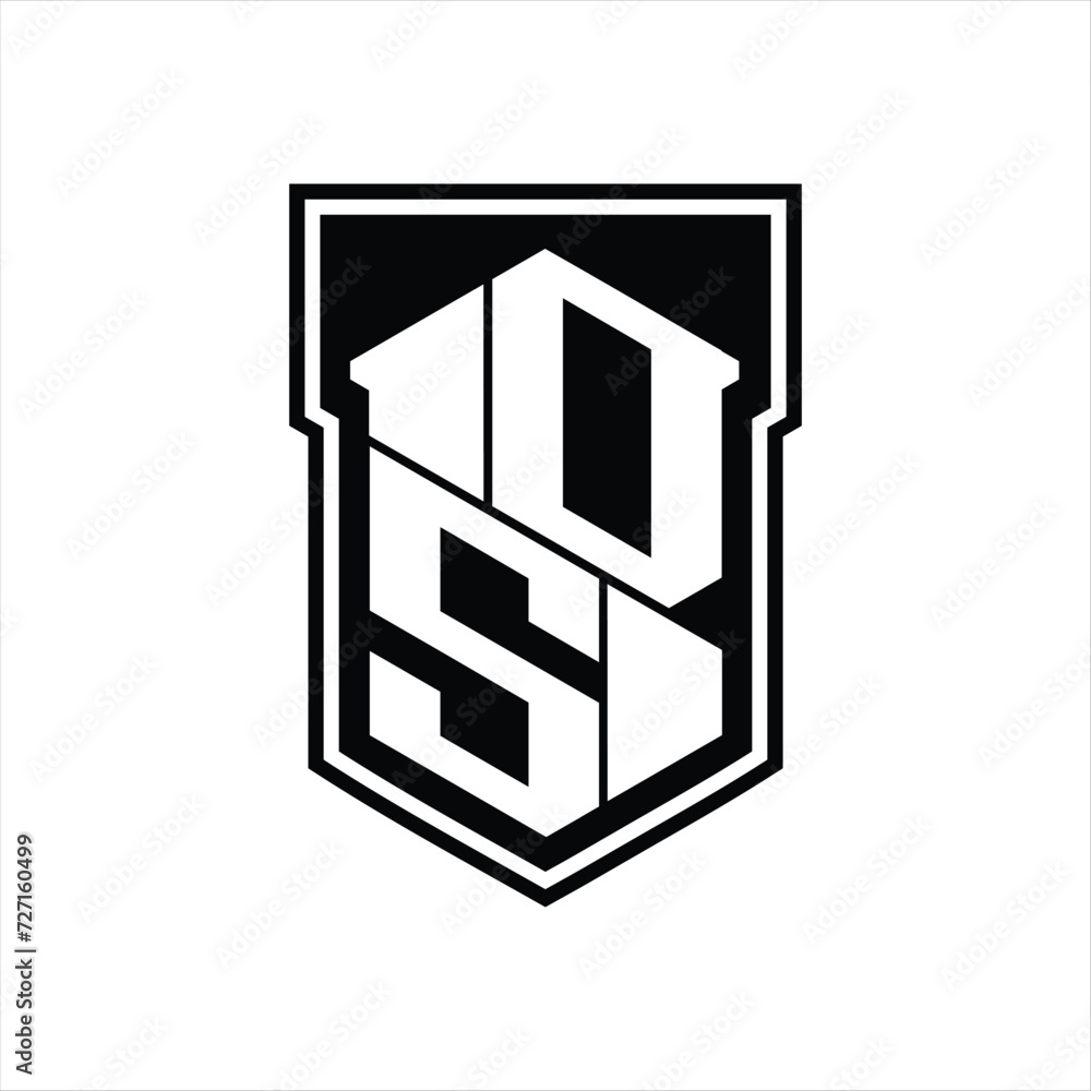 DS Logo monogram hexagon geometric up and down inside shield isolated style design template DS Logo monogram hexagon geometric up and down inside shield isolated style design template