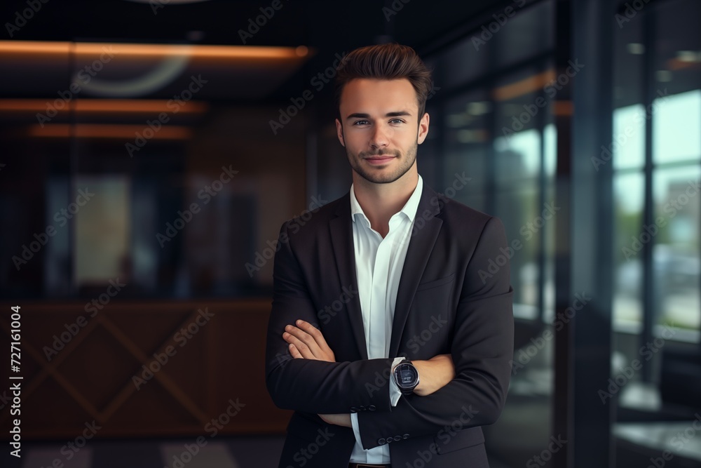 Fototapeta premium Illustration of a fashion portrait, Business man, AI Generated