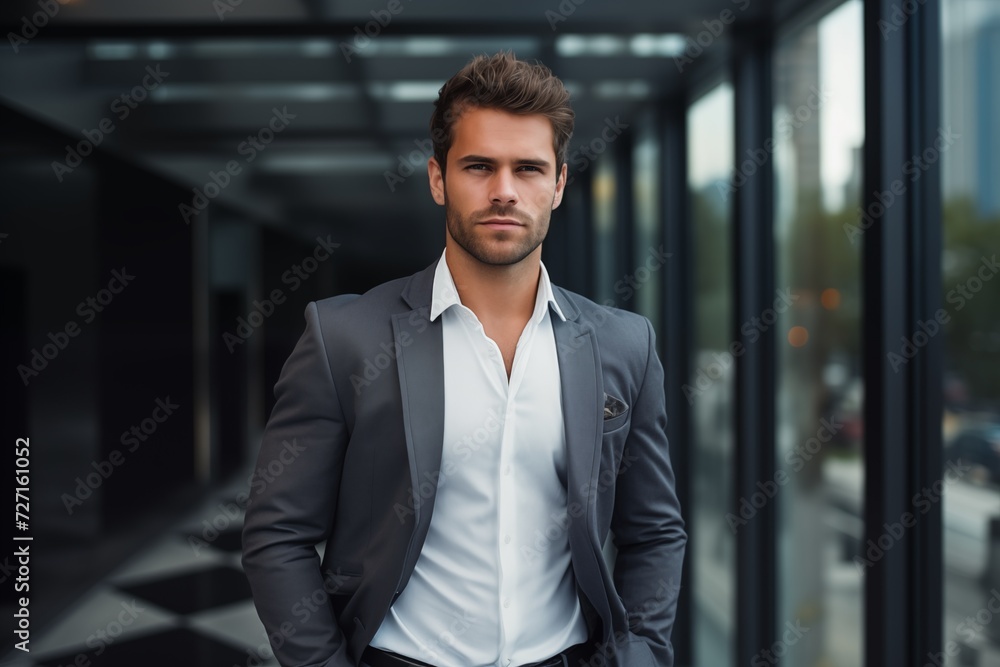 Illustration of a fashion portrait, Business man,  AI Generated