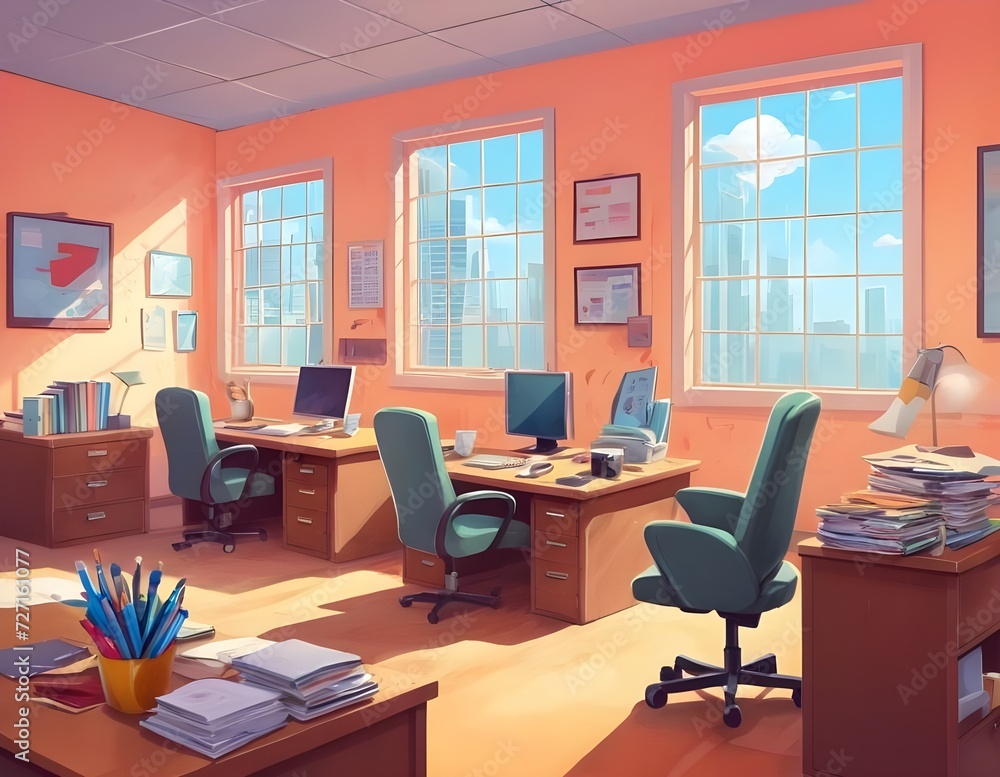 cartoon background office