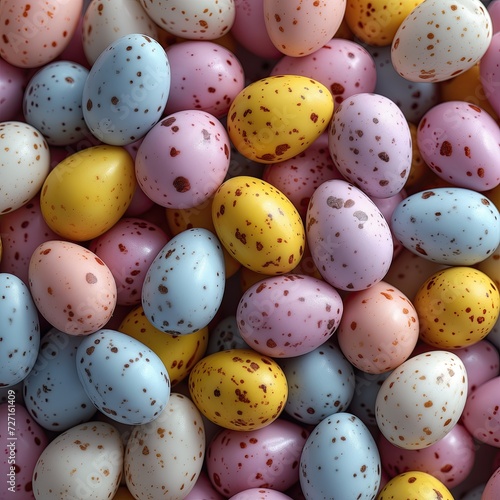 Small chocolate eggs close up