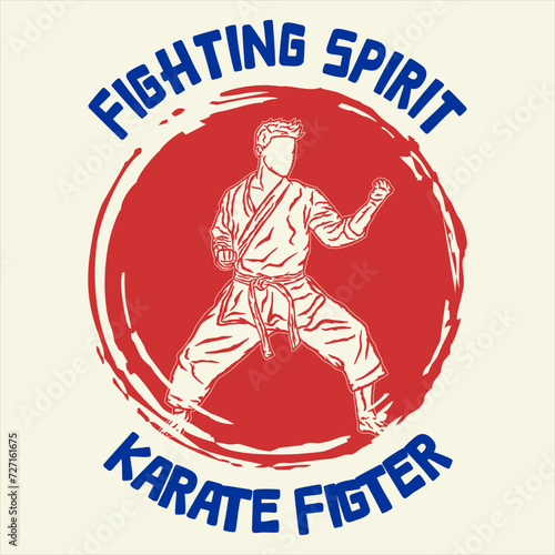 Karate fighter illustration logo poster t shirt merchendise design photo