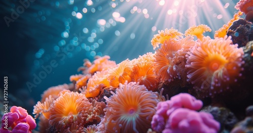 orange Soft Coral with Sea anemone 