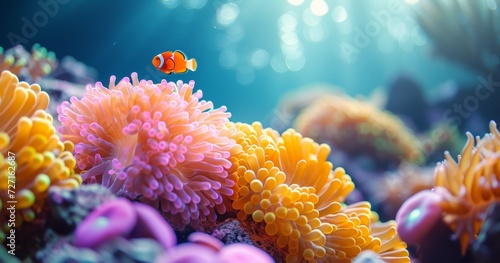 orange Soft Coral with Sea anemone, photo