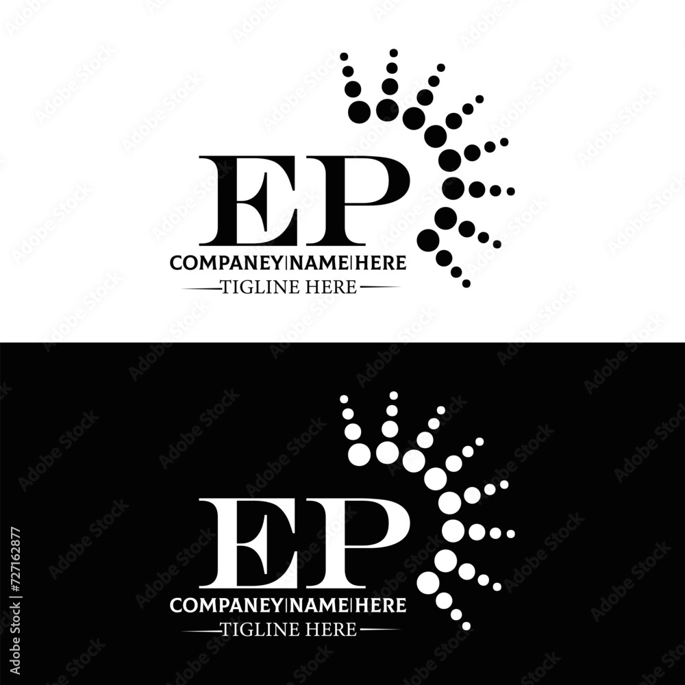 Naklejka premium EP logo. E P design. White EP letter. EP, E P letter logo design. Initial letter EP linked circle uppercase monogram logo. E P letter logo vector design. top logo, Most Recent, Featured,