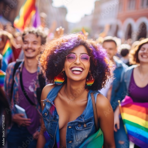 Stock image of LGBTQ community members participating in cultural festivals and celebrations, promoting diversity Generative AI