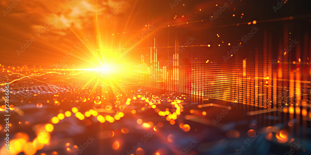 Positive Outlook: A Conceptual Image Featuring a Bright Sun Over a Financial Chart, Signifying Optimism in the Market - obrazy, fototapety, plakaty 