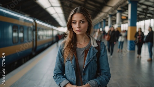 Woman at the train station