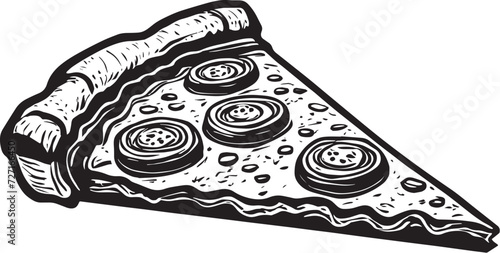 An illustration of a slice of pepperoni pizza.
