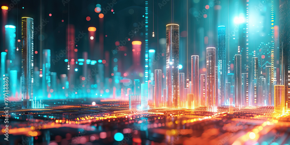 Obraz premium Economic Uptick: An Artistic Visualization of a Growing Economy, with Emphasis on Rising Economic Indicators