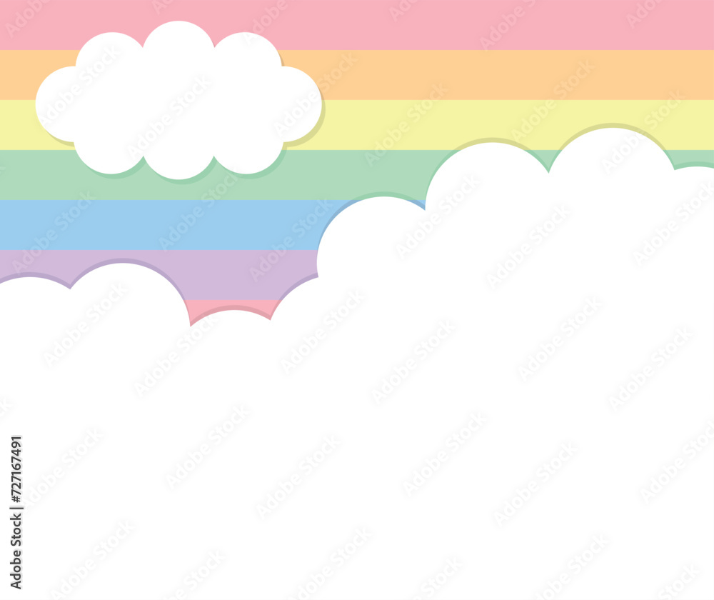 虹色の背景と雲のイラスト素材