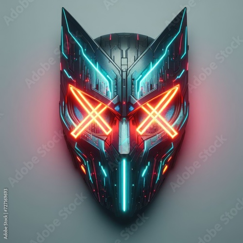 neon doomsday mask with x shaped eyes