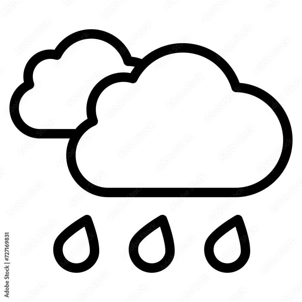Rain clouds icon vector. Simple weather sign. Cloud with rain icon Rain clouds icon vector. Simple weather sign. Cloud with rain icon
