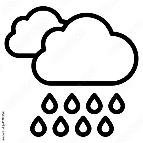 Rain clouds icon vector. Simple weather sign. Cloud with rain icon