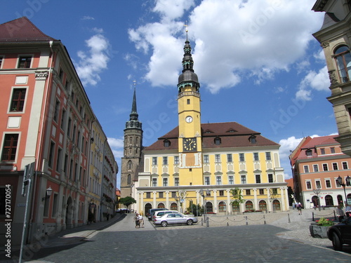 Hauptmarkt in Bautzen mit Rathaus und Dom