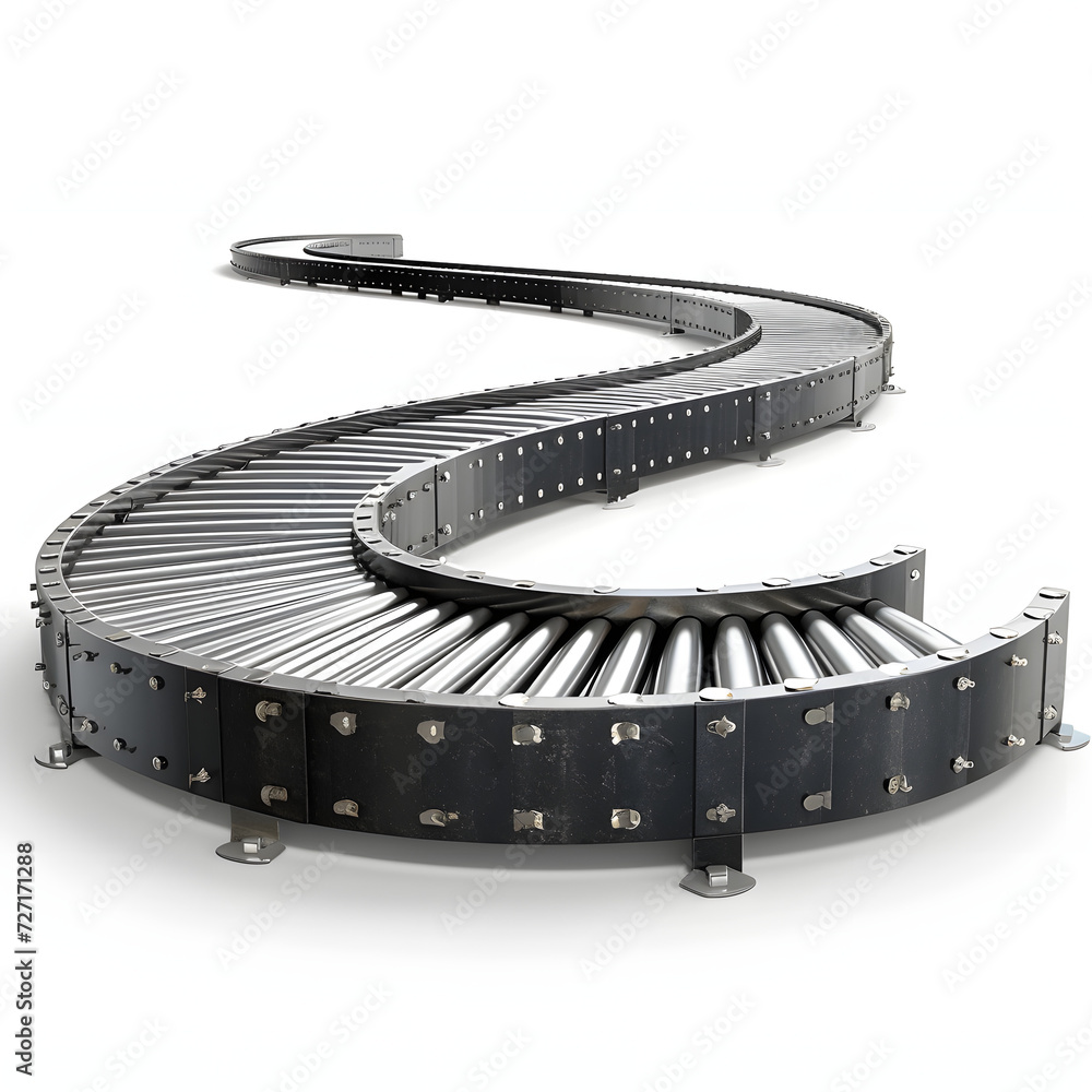 Conveyor belt in a production facility isolated on white background, hyperrealism, png
