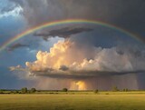 Dramatic sky with rainbow