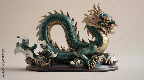 Beautiful green chinese dragon, the symbol of the new year 2024 the year of wellbeing and prosperity © Yulita