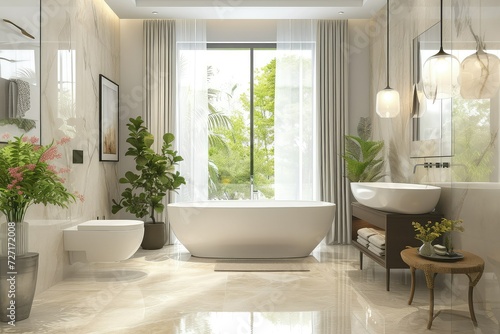 Bathroom with light and airy concept. © Suwanlee