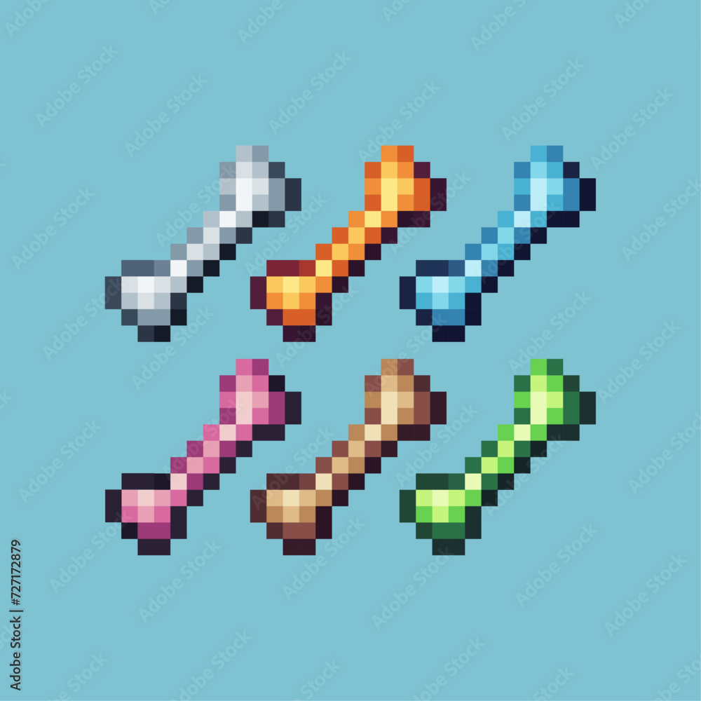 Pixel art sets icon of single bone logo variation color. Bone skull icon on pixelated style. 8bits Illustration, perfect for design asset element your game ui. Simple pixel art icon asset. Pixel art sets icon of single bone logo variation color. Bone skull icon on pixelated style. 8bits Illustration, perfect for design asset element your game ui. Simple pixel art icon asset.