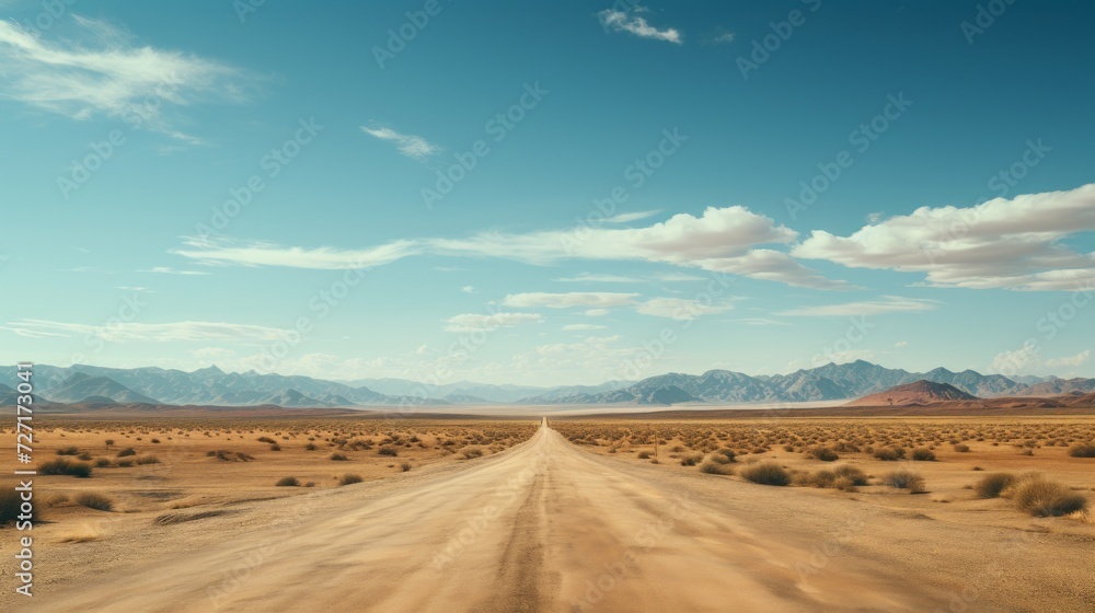 Empty Highway in Arid Landscape Generative AI Empty Highway in Arid Landscape Generative AI