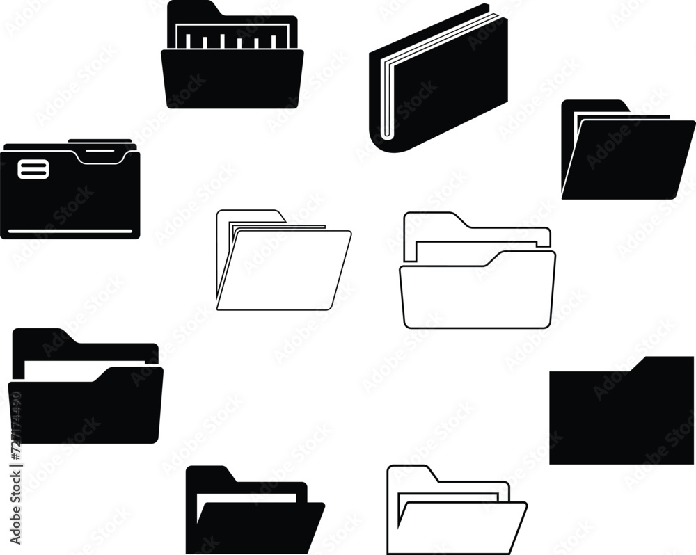 folder icons set. Folder, operating system, computer, access, remotely, storage, internet, security, privacy. technology concept. vector line icon in different styles folder icons set. Folder, operating system, computer, access, remotely, storage, internet, security, privacy. technology concept. vector line icon in different styles