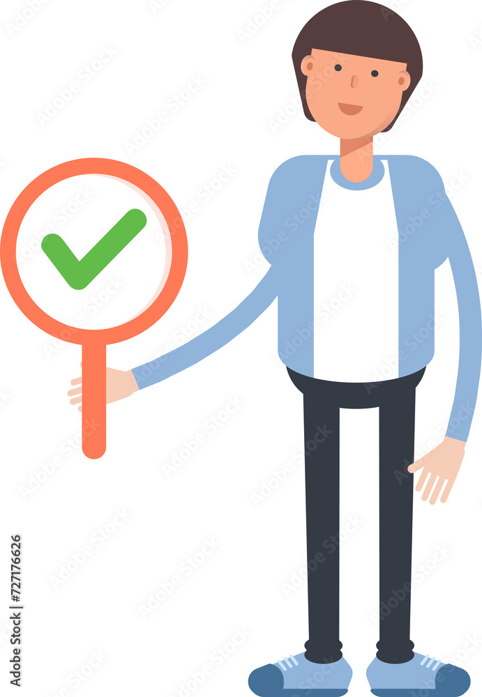 Office Worker Character Showing Check Mark
