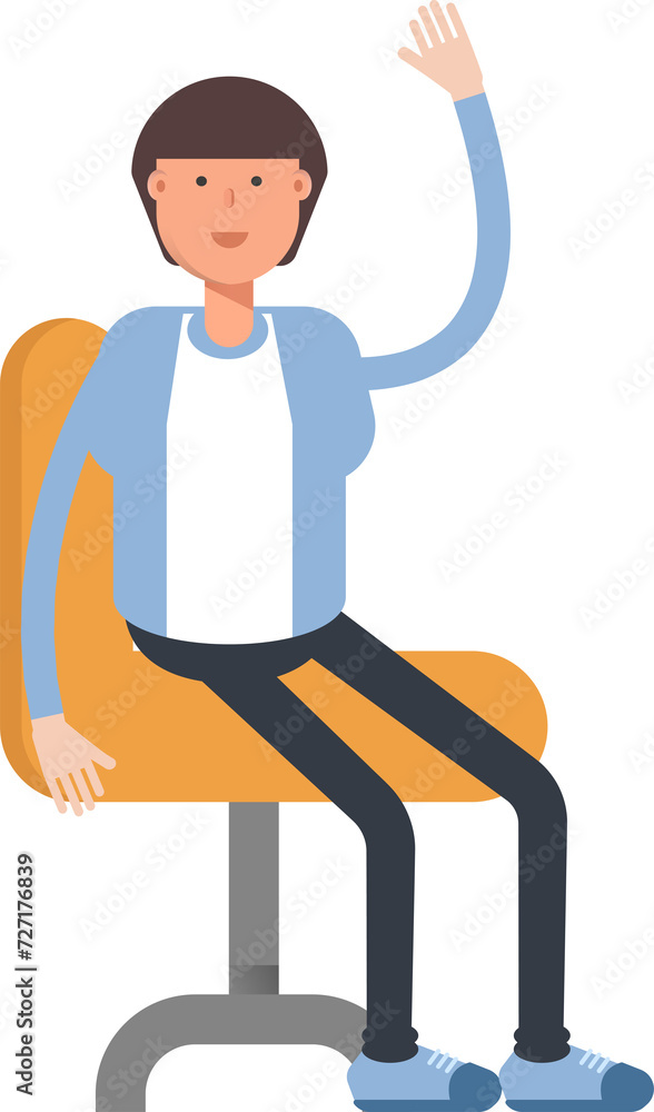 Office Worker Character Sitting on Chair
