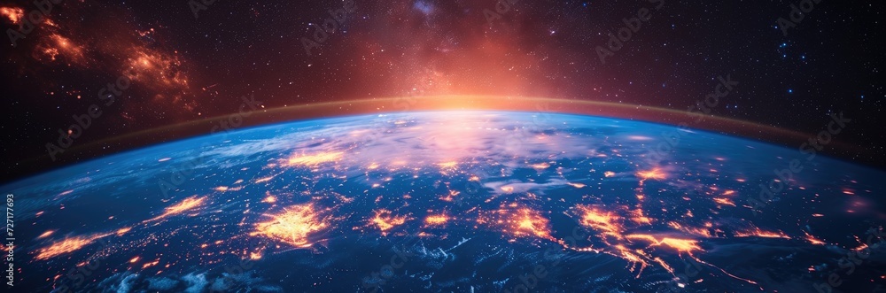 A network of satellites orbiting Earth, facilitating global communication and business operations A network of satellites orbiting Earth, facilitating global communication and business operations