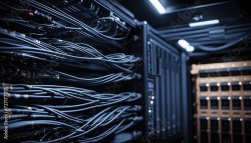 Modern Data Center Network Cables and Servers 