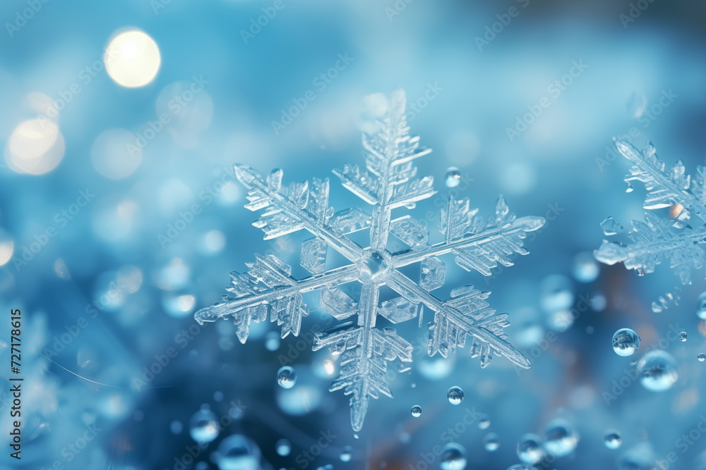 Snowflake in macro shot, Snowflakes in Detail. Close-Up Snow Crystals. Snowflake in macro shot, Snowflakes in Detail. Close-Up Snow Crystals.