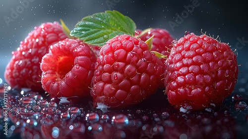 AI frutta, more, fragole, rosse e rosa su sfondo nero 01 photo