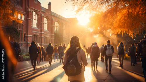 Students Walking to Class in Vibrant University Life a Diverse Academic Environment, Generative Ai