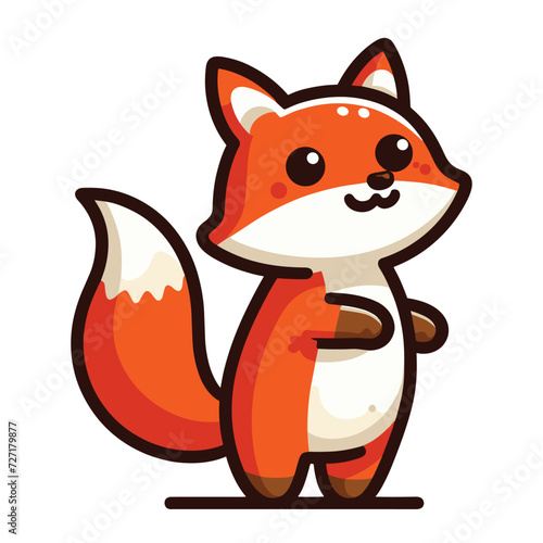 Cute adorable fox cartoon character vector illustration, funny wolf foxy flat design template isolated on white background