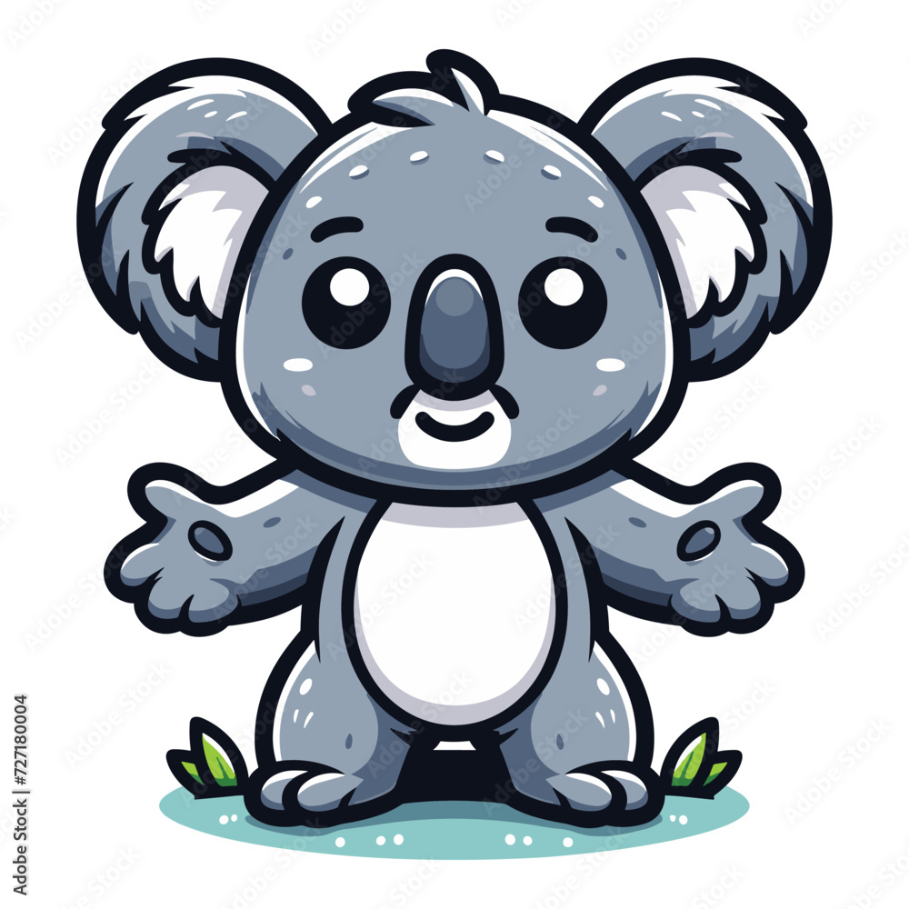 Obraz premium Cute Adorable Koala Australian Animal Cartoon Character Vector Illustration, flat design template isolated on white background