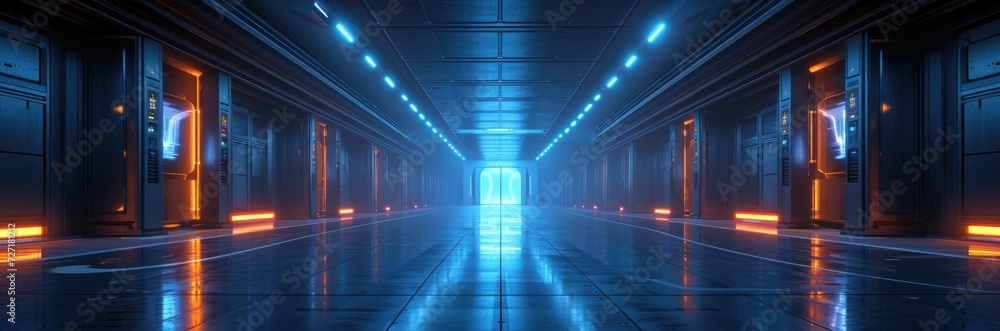 Fototapeta premium A sleek, futuristic bank for digital currencies, with hologram tellers