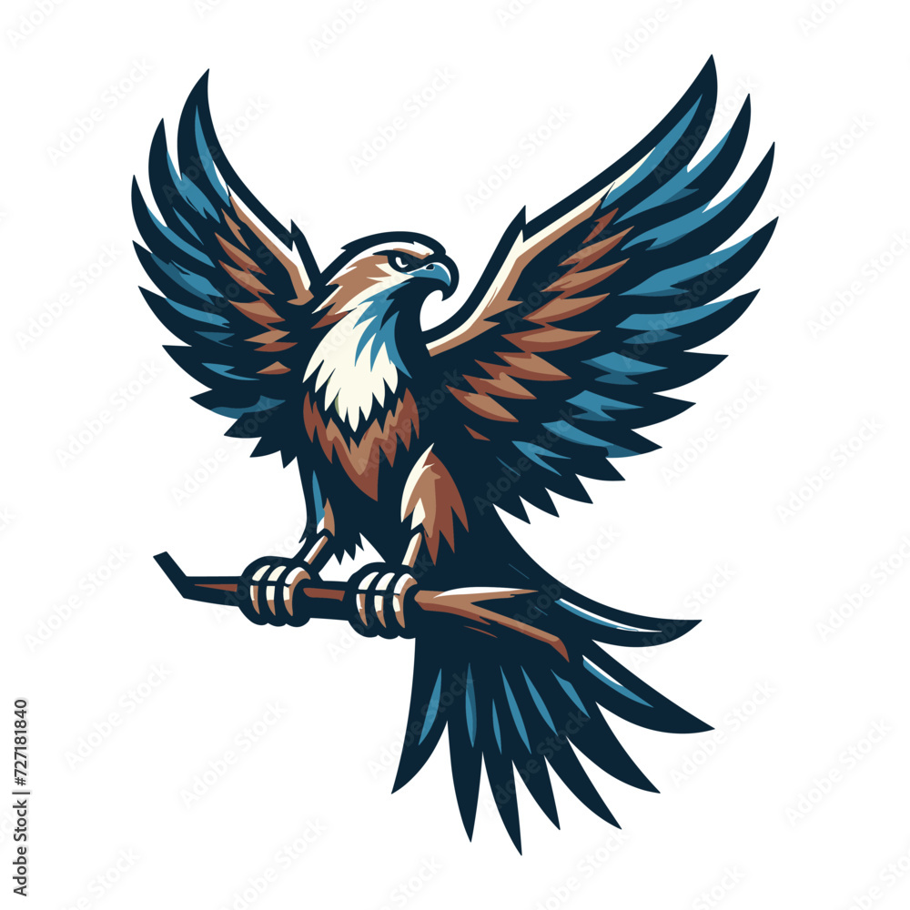 Fototapeta premium Wild animal bird of prey, raptor bird vector design illustration, hawk eagle falcon logo flat design template isolated on white background