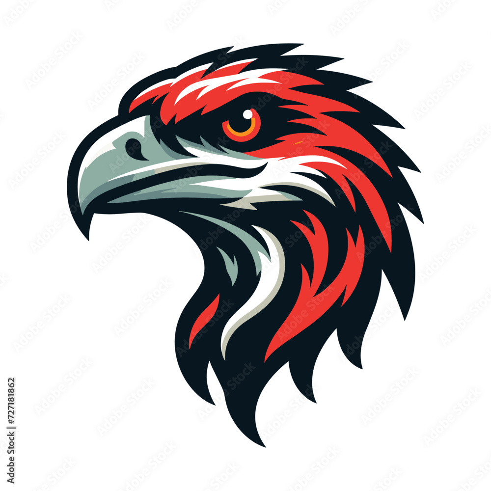 Wild animal bird of prey head face, raptor bird vector design illustration, hawk eagle falcon logo flat design template isolated on white background Wild animal bird of prey head face, raptor bird vector design illustration, hawk eagle falcon logo flat design template isolated on white background