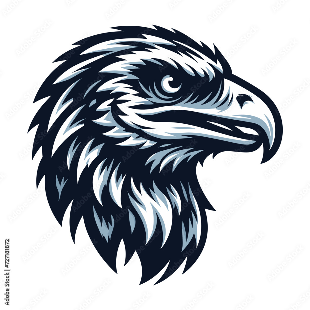 Wild animal bird of prey head face, raptor bird vector design illustration, hawk eagle falcon logo flat design template isolated on white background Wild animal bird of prey head face, raptor bird vector design illustration, hawk eagle falcon logo flat design template isolated on white background