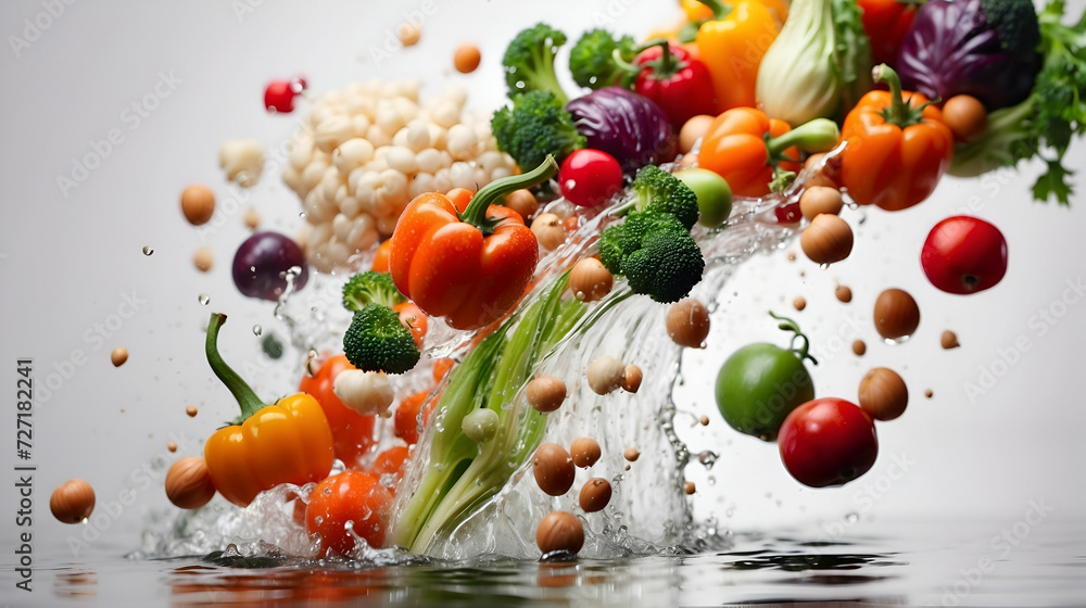 Fresh Vegetables and Legumes with Water Splash Fresh Vegetables and Legumes with Water Splash