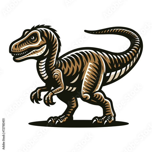 Wild beast animal raptor dinosaur vector design illustration, prehistoric dino flat design template isolated on white background © lartestudio